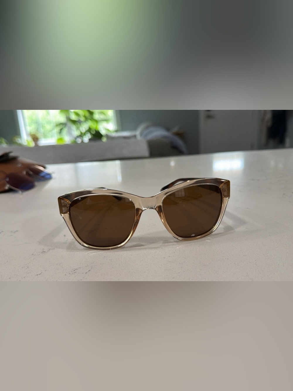 Transparent Beige Sunglasses with Brown Lenses